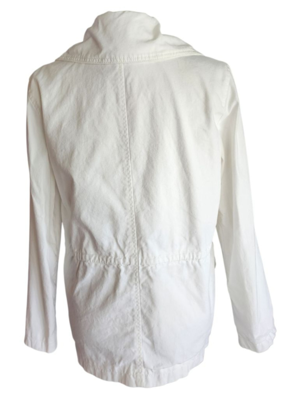 Michael Kors White Utility Cargo Jacket Women’s M Cotton Drawstring Zip Pockets - Picture 4 of 14
